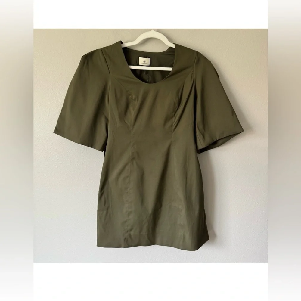 Tuckernuck Olive Twill Ariella Mini Dress XXXL | Puff Sleeve Utility Style NWT - Picture 4 of 12